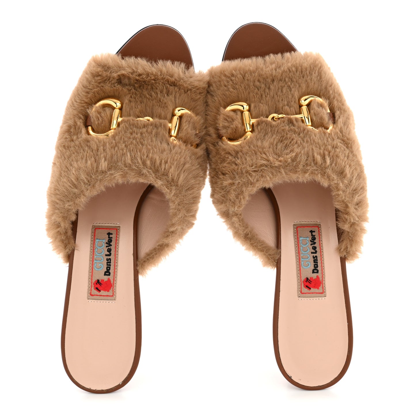 X DANS LE VERT Faux Fur Horsebit Mules 37 Brown