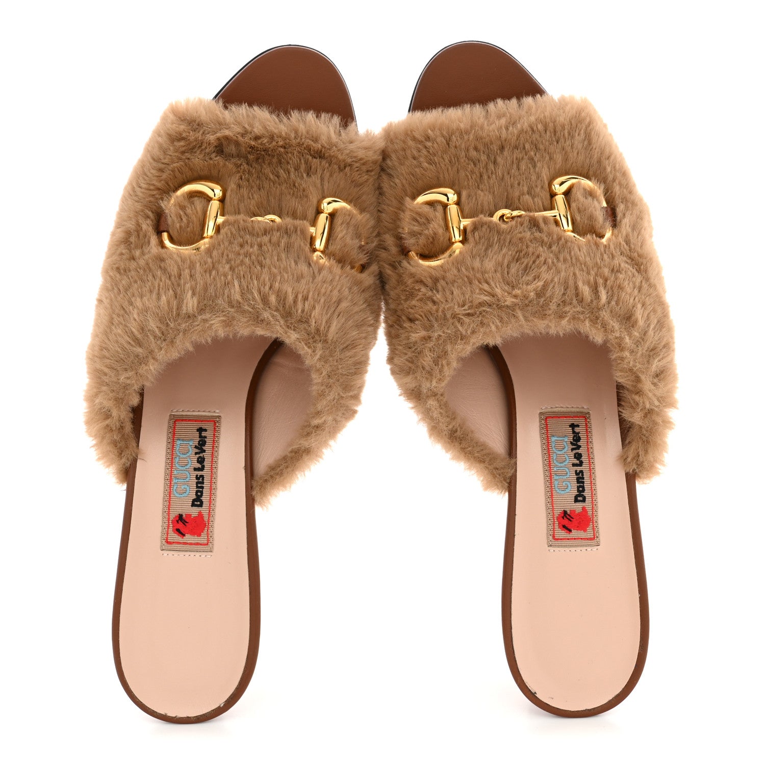 Gucci X DANS LE VERT Faux Fur Horsebit Mules 37 Brown 2 of 11