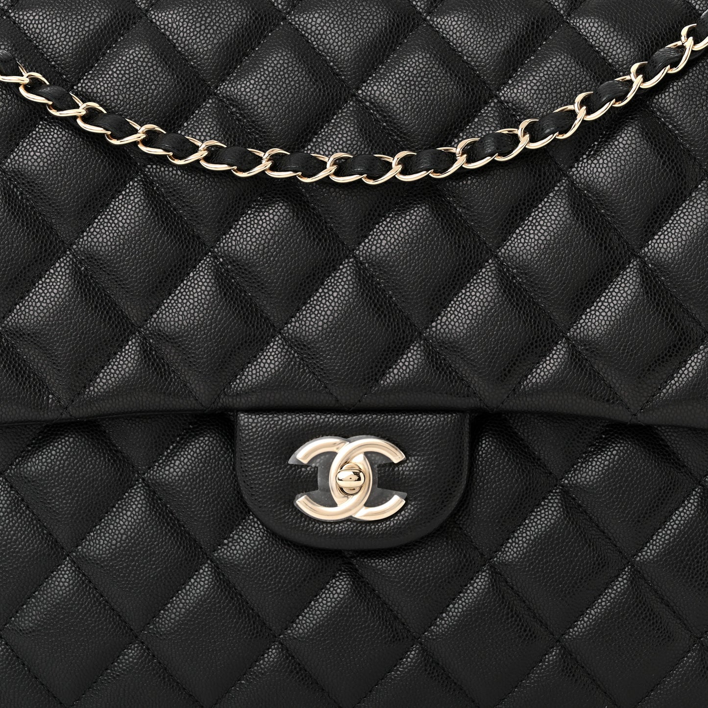 Caviar Quilted XXL Travel Flap Bag Black
