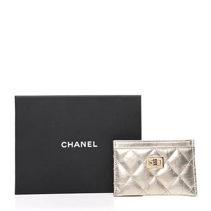 Chanel Metallic Aged Calfskin Quilted Reissue Card Holder Light Gold 8 of 8