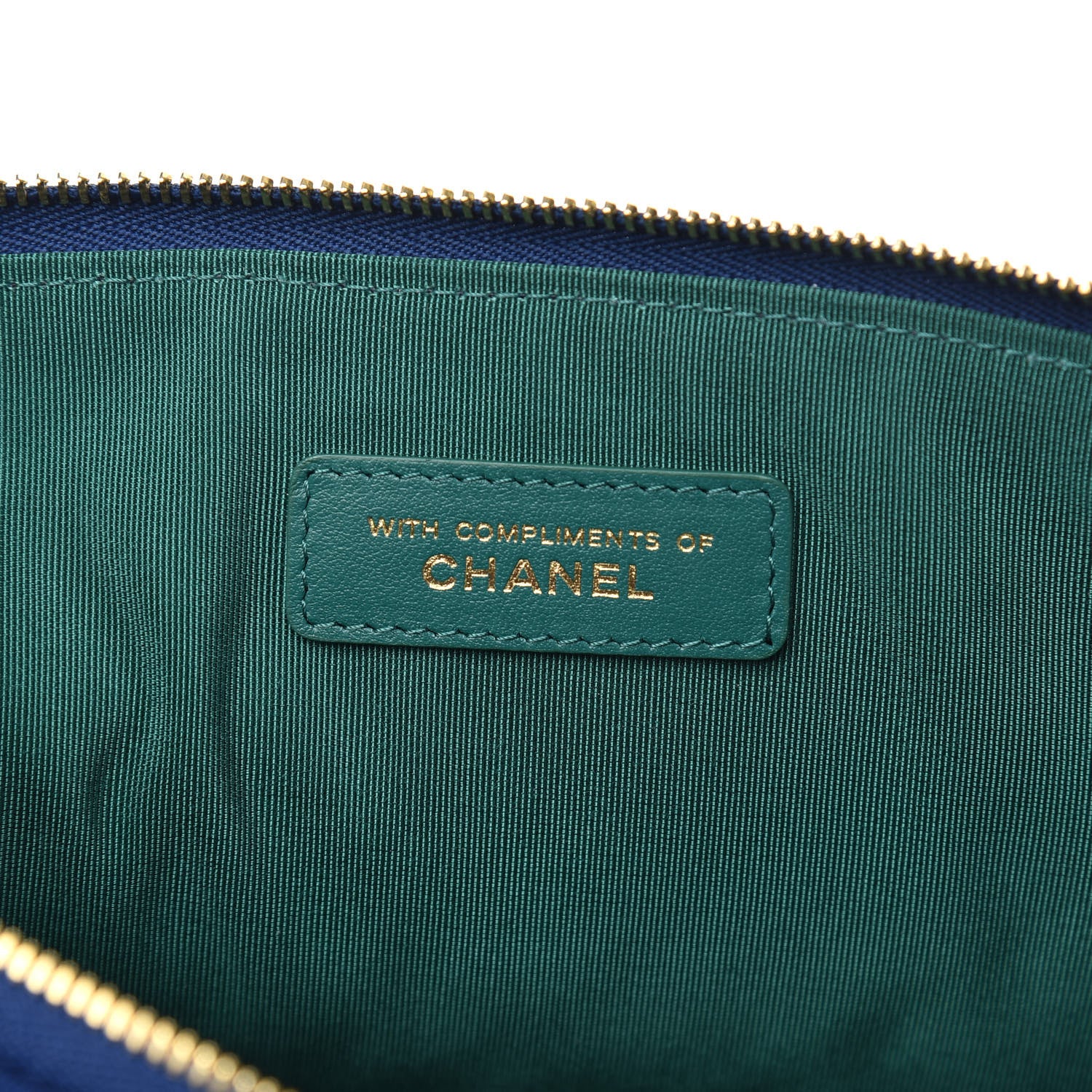 Chanel Jersey Quilted Medium Cosmetic Case Blue 6 of 8