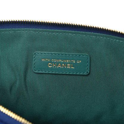 Chanel Jersey Quilted Medium Cosmetic Case Blue 6 of 8