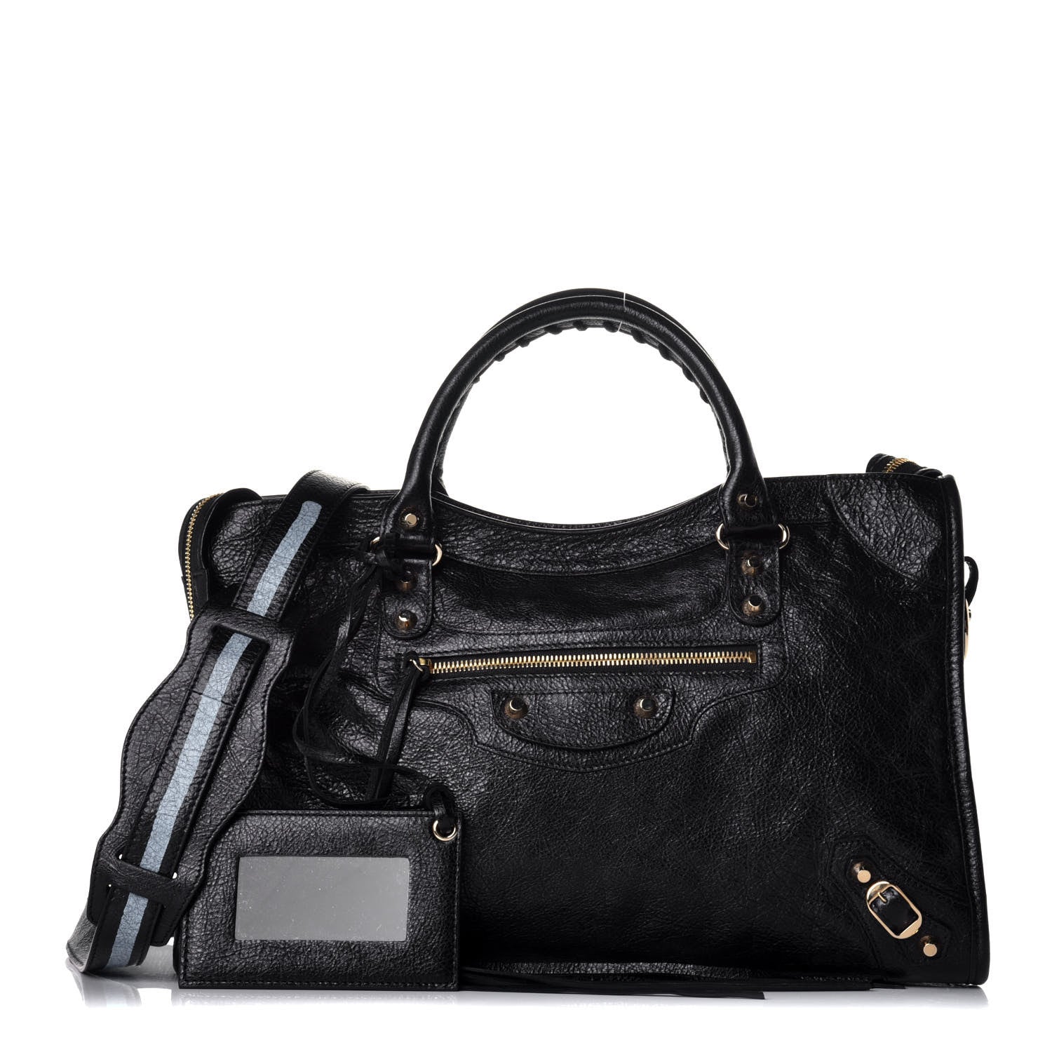 Balenciaga Agneau Classic Gold Hardware City Graffiti Logo Strap Black 1 of 9