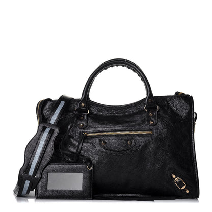 Balenciaga Agneau Classic Gold Hardware City Graffiti Logo Strap Black 1 of 9