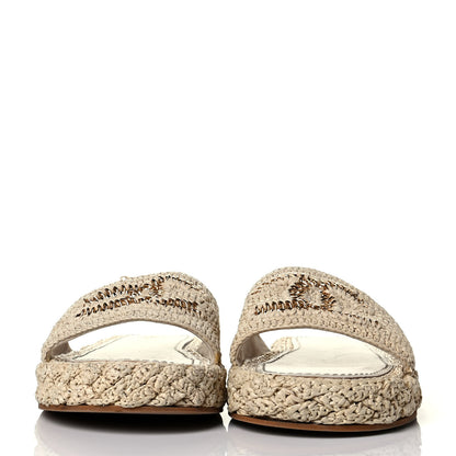 Chanel Cord Braided CC Mules 39 Light Beige 2 of 6