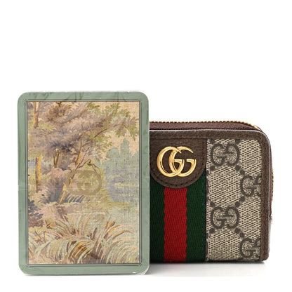Gucci GG Supreme Monogram Web Ophidia Playing Card Case Beige New Acero 1 of 9