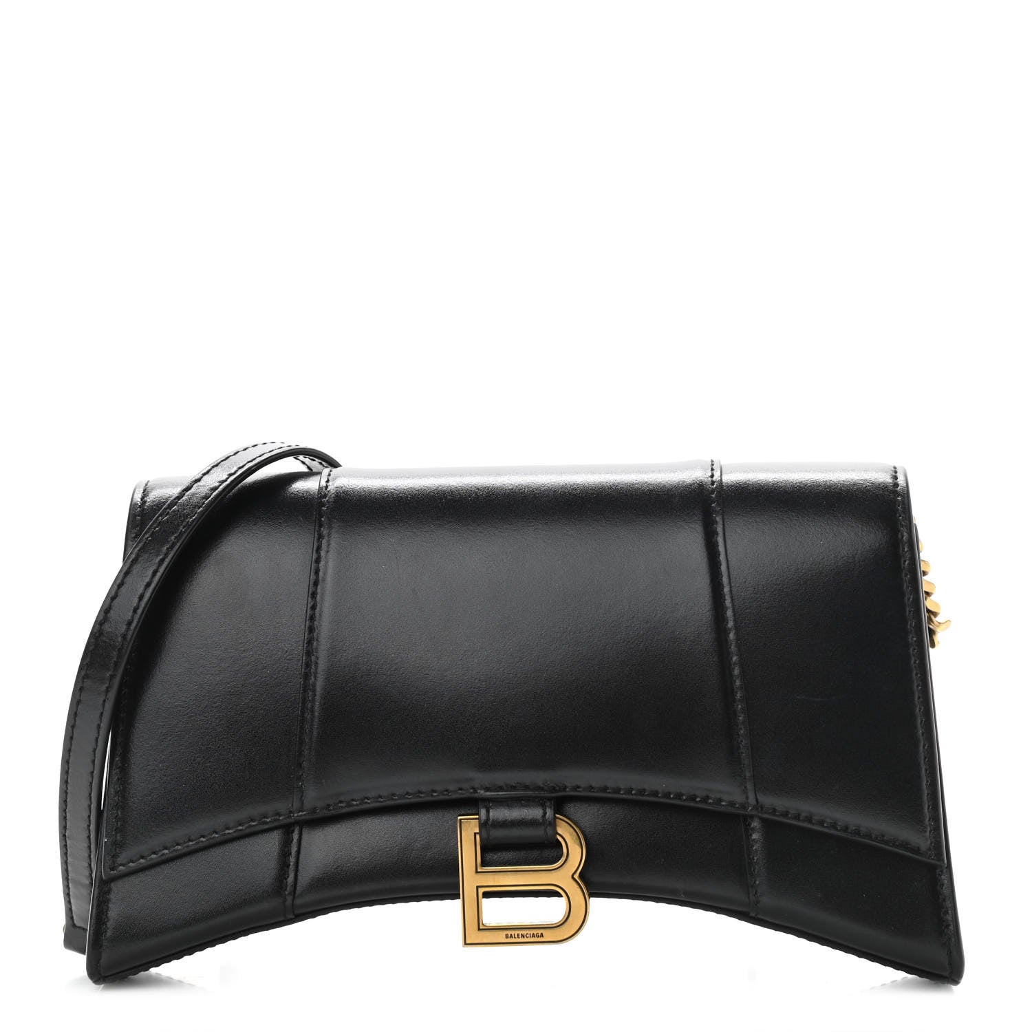 Balenciaga Shiny Box Calfskin Small Hourglass Evening Chain Bag Black 1 of 9