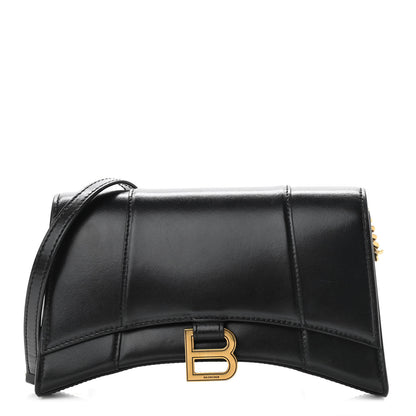 Balenciaga Shiny Box Calfskin Small Hourglass Evening Chain Bag Black 1 of 9
