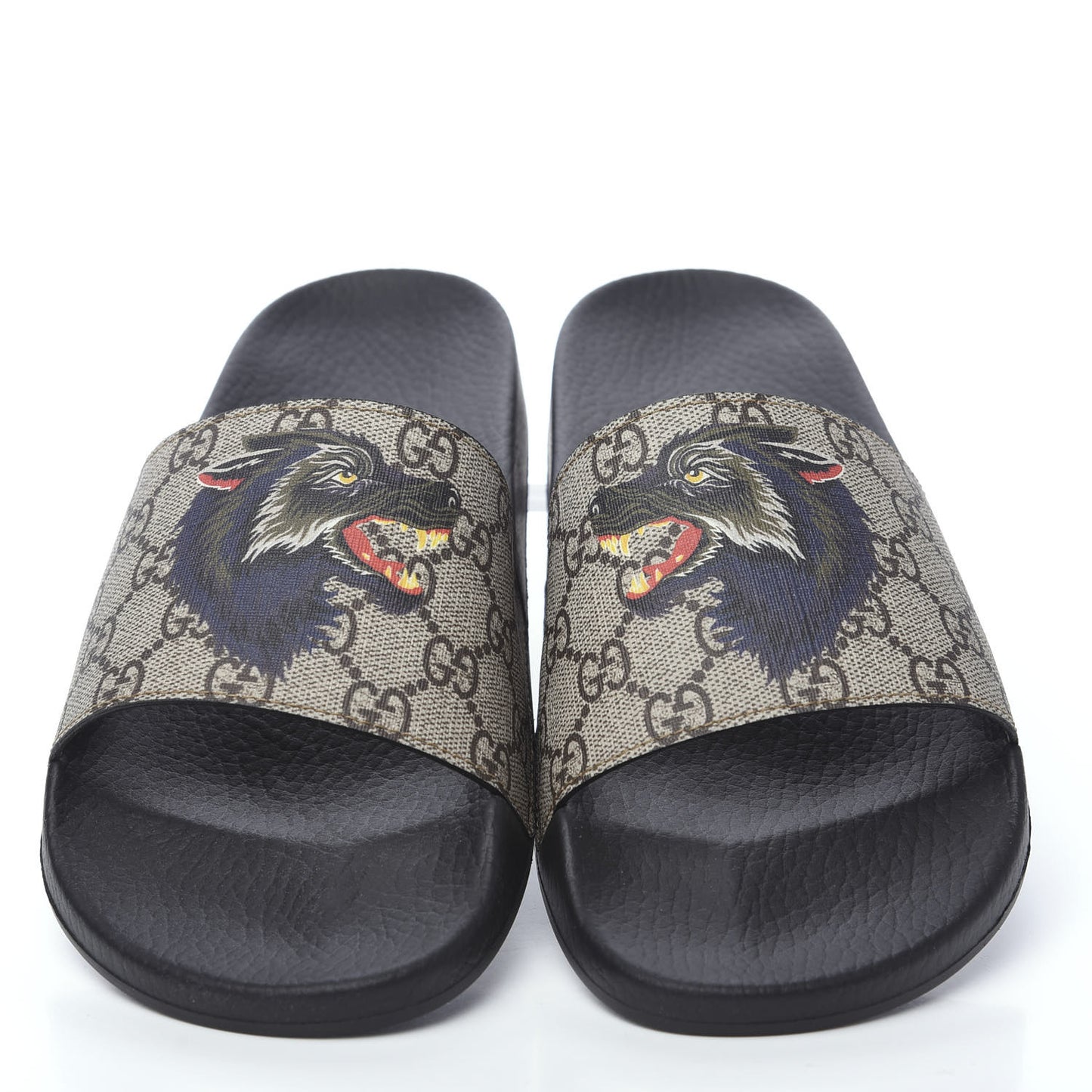 GG Supreme Monogram Wolf Mens Slide Sandals 8 Beige