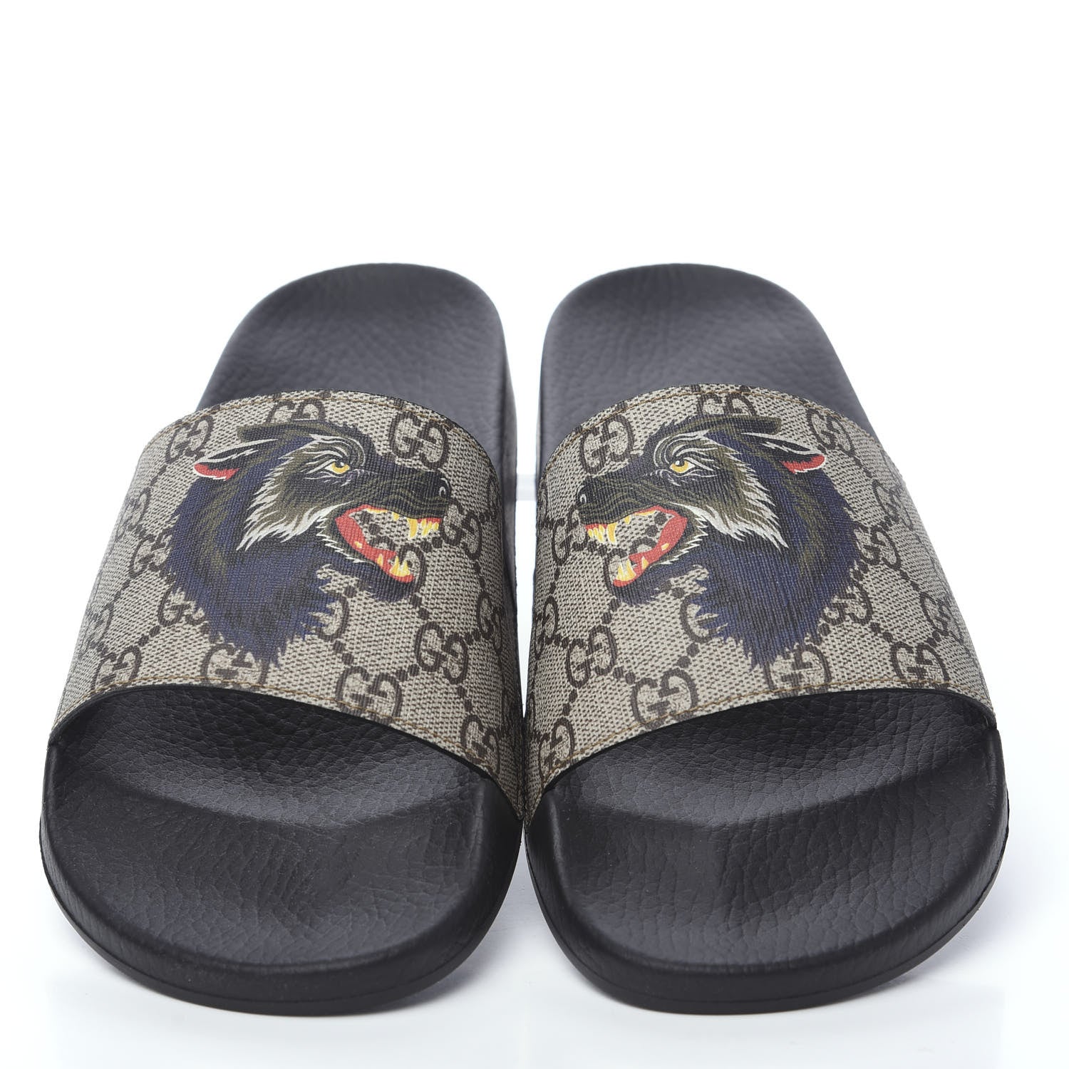 Gucci GG Supreme Monogram Wolf Mens Slide Sandals 8 Beige 3 of 9