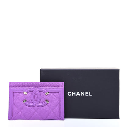 Chanel Caviar Quilted Filigree Card Holder Purple 9 of 9