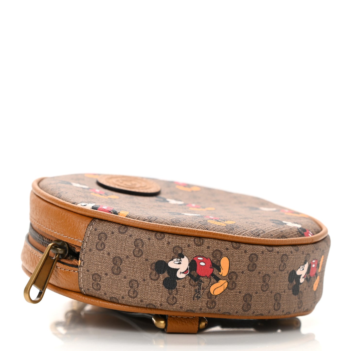 X DISNEY Mini Vintage GG Supreme Monogram Mickey Mouse Round Backpack Beige Vintage Sun Oil