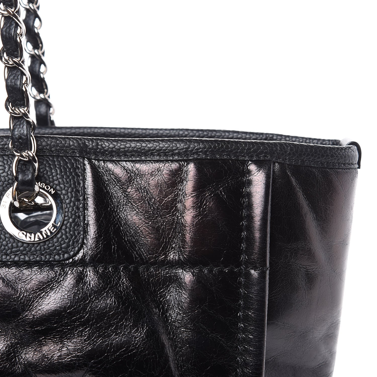 Chanel Glazed Calfskin Small Deauville Tote Black 12 of 14