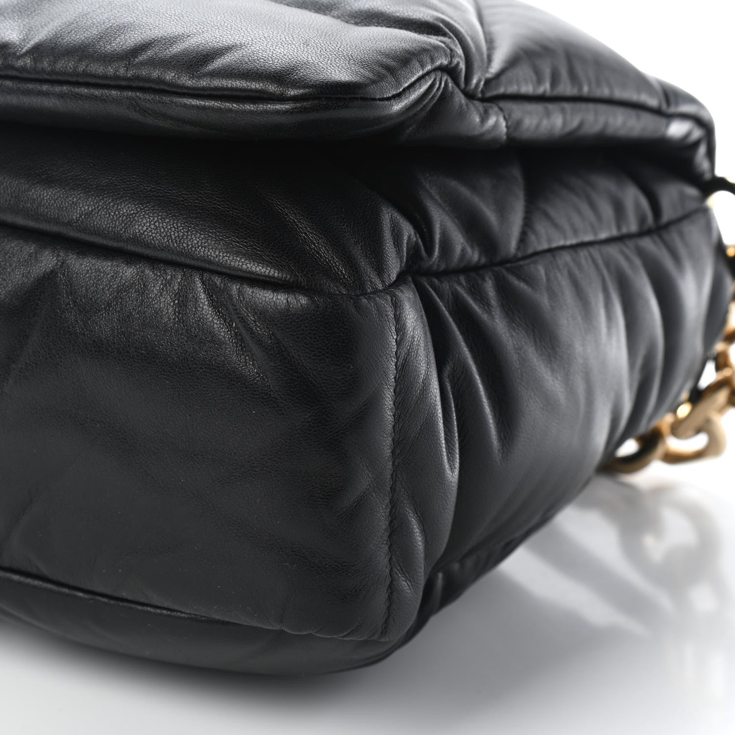 Prada Nappa Soft Padded Logo Embossed Triangle Quilted Shoulder Bag Black 10 of 10