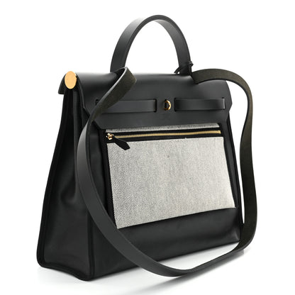 Hermes Toile H Berline Vache Hunter Herbag Zip PM 31 Black Ecru 4 of 12