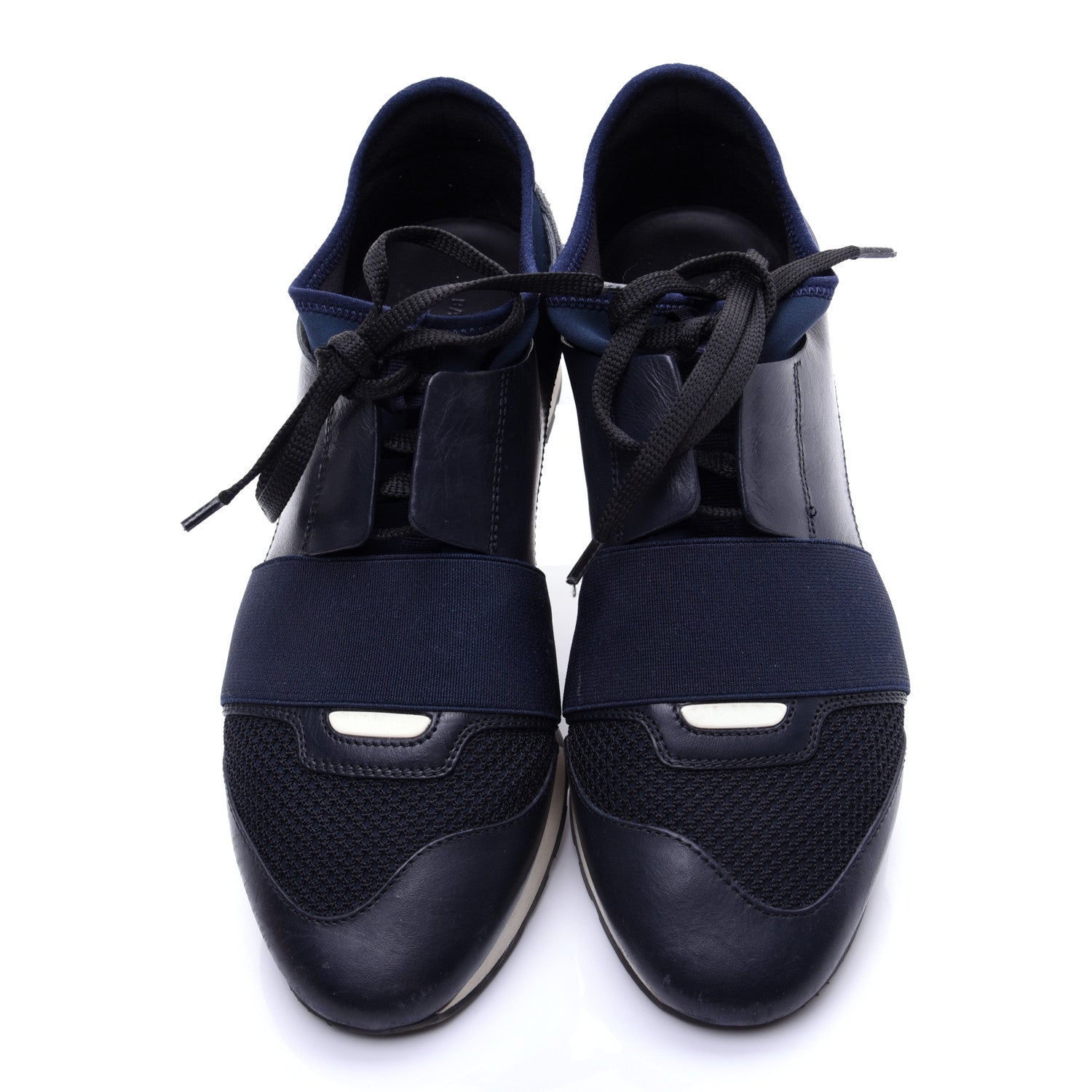 Balenciaga Calfskin Neoprene Mesh Womens Race Runner Sneakers 38 Bleu Nuit 6 of 11