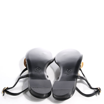Chanel Lambskin Camellia Thong Sandals 40 Black White 5 of 7