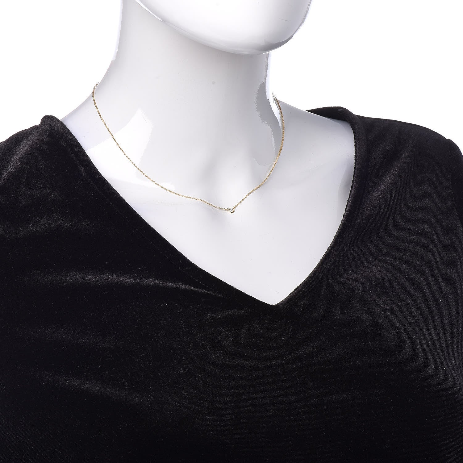 Tiffany 18K Yellow Gold Diamond .05ct Elsa Peretti Diamonds by the Yard Pendant Necklace 2 of 6