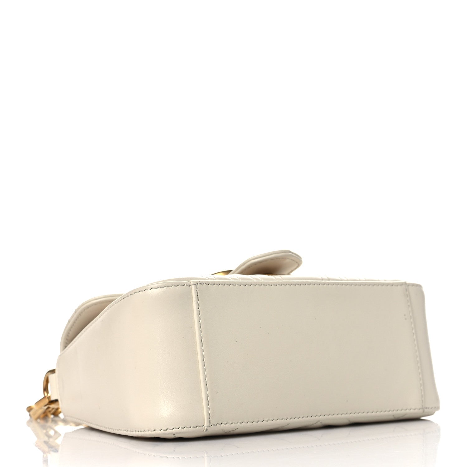 Gucci Calfskin Matelasse Mini GG Marmont Top Handle Shoulder Bag White 4 of 10