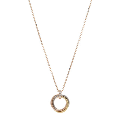 Cartier 18K Pink White Yellow Gold Diamond Trinity Pendant Necklace 1 of 4
