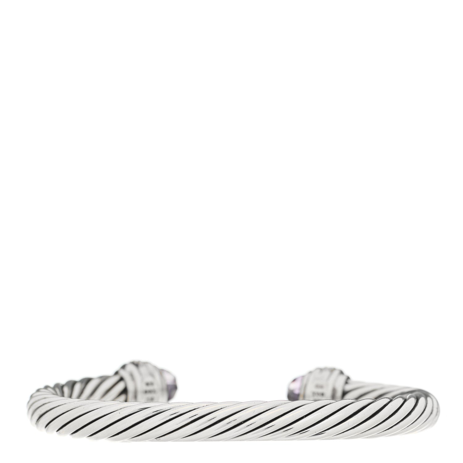 David Yurman Sterling Silver Diamond Amethyst 7mm Cable Classics Bracelet 2 of 3