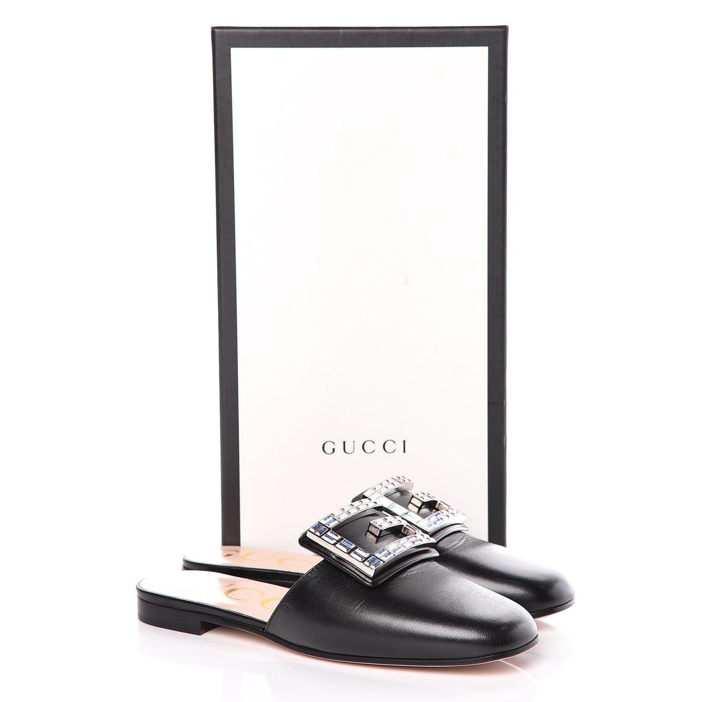 Malaga Kid Crystal Square G Madelyn Mules 35 Black