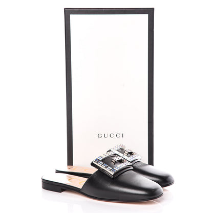 Gucci Malaga Kid Crystal Square G Madelyn Mules 35 Black 9 of 9