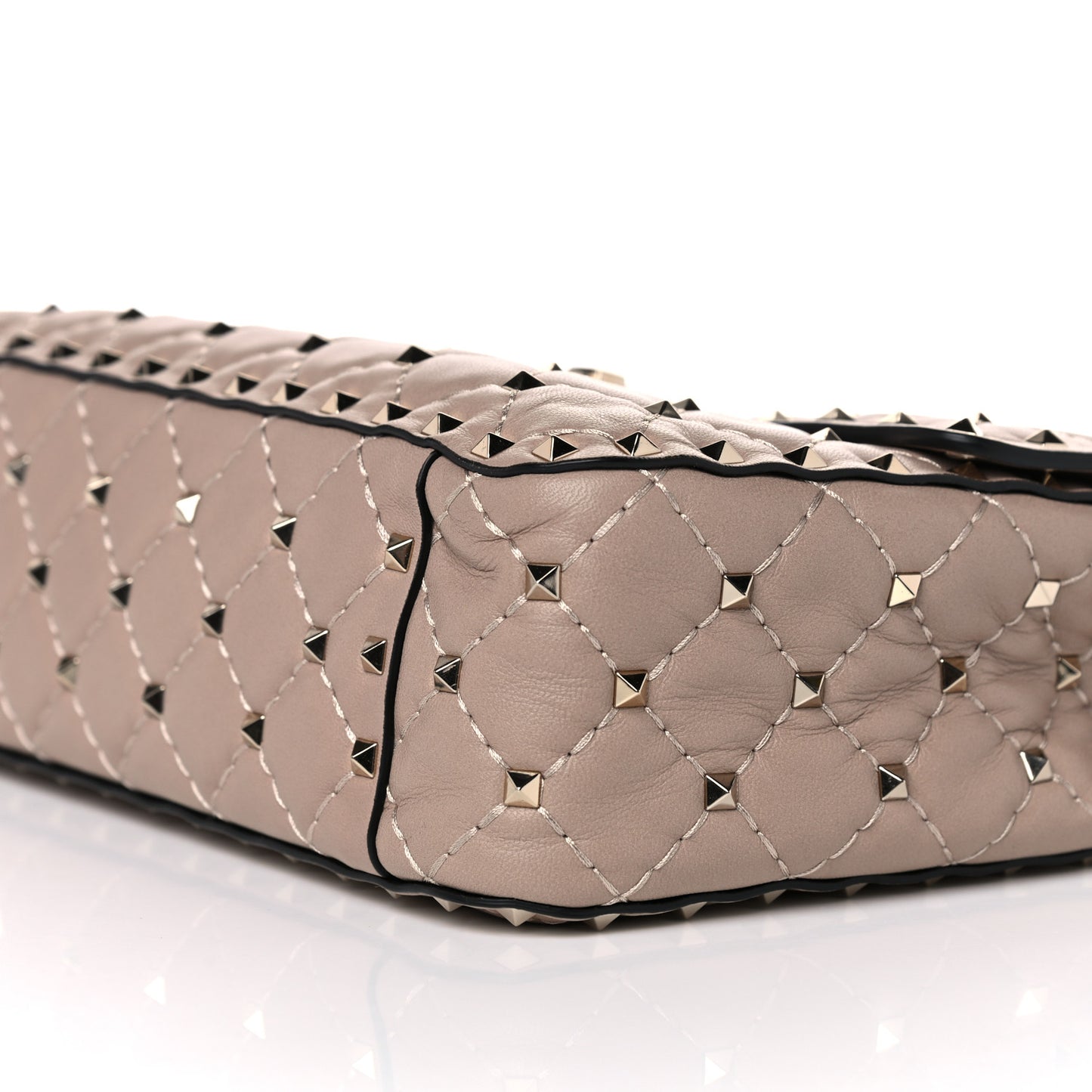 Lambskin Medium Rockstud Spike Shoulder Bag Poudre