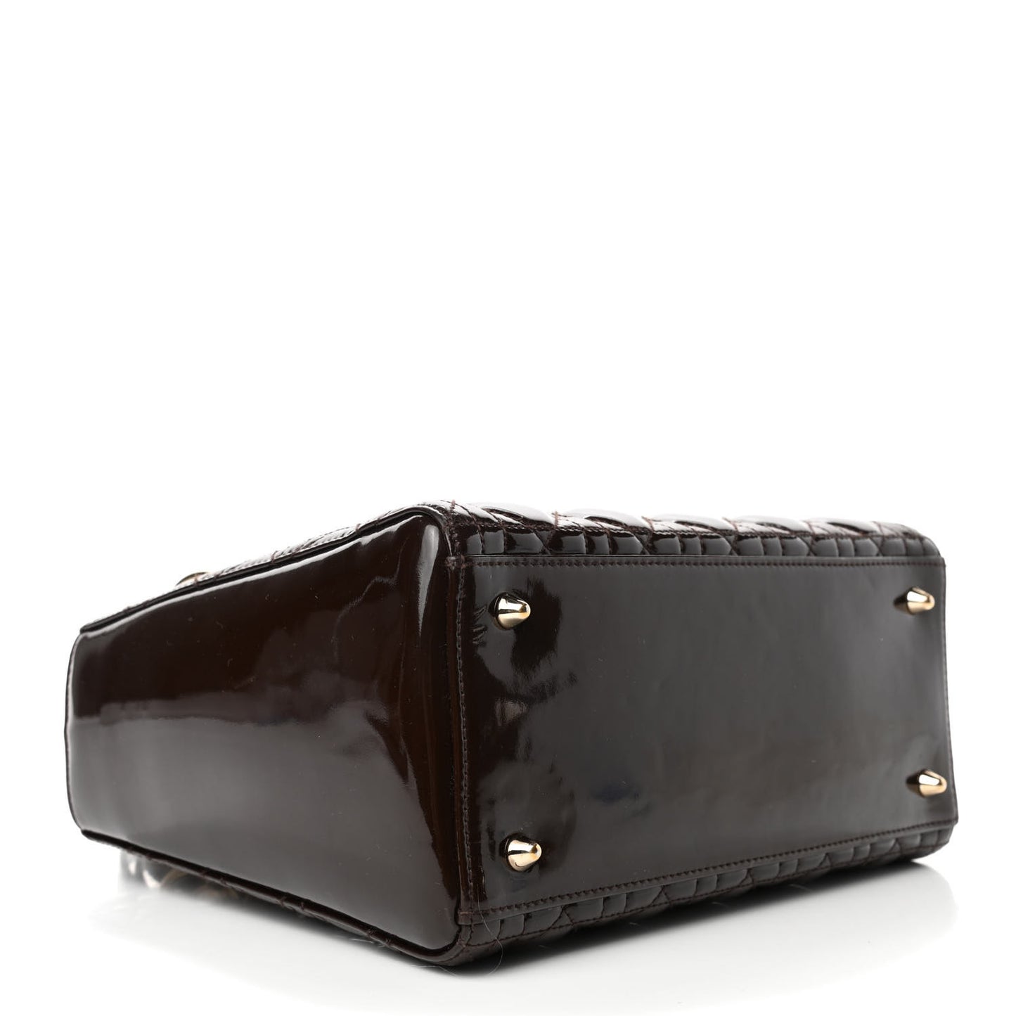Patent Cannage Medium Lady Dior Dark Brown