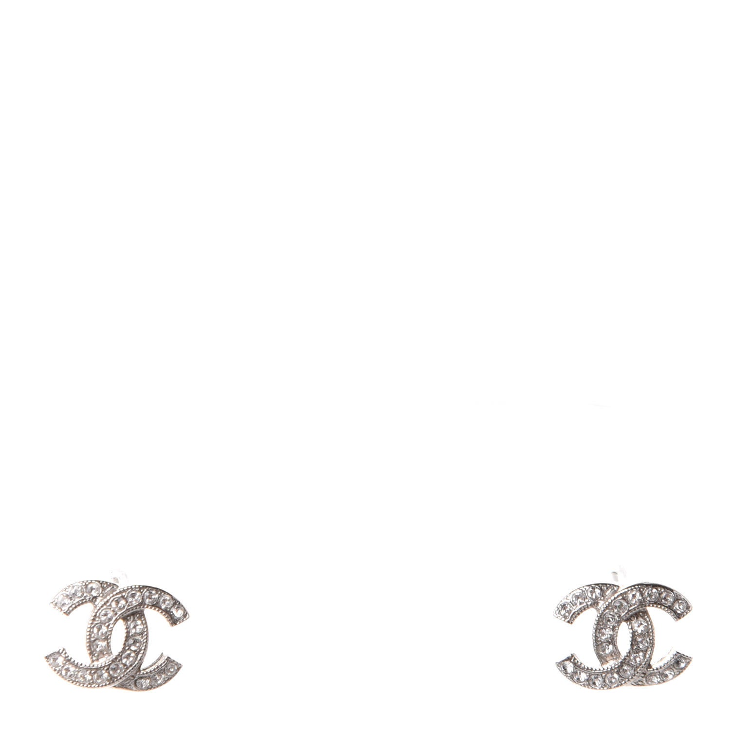 Chanel Crystal Mini Timeless CC Earrings Silver 1 of 5