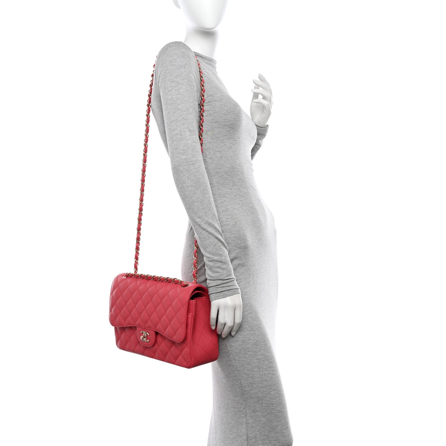 Chanel Caviar Quilted Jumbo Double Flap Dark Pink 2 of 10