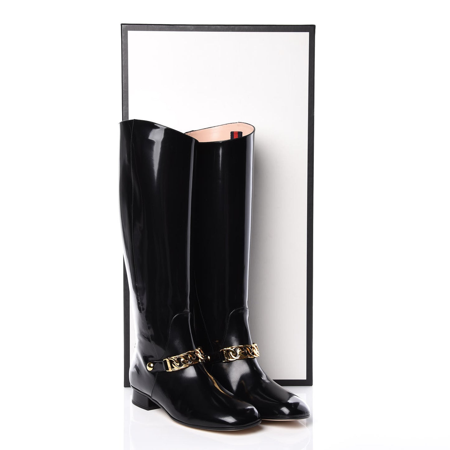Polished Calfskin Regent Boots 38 Black