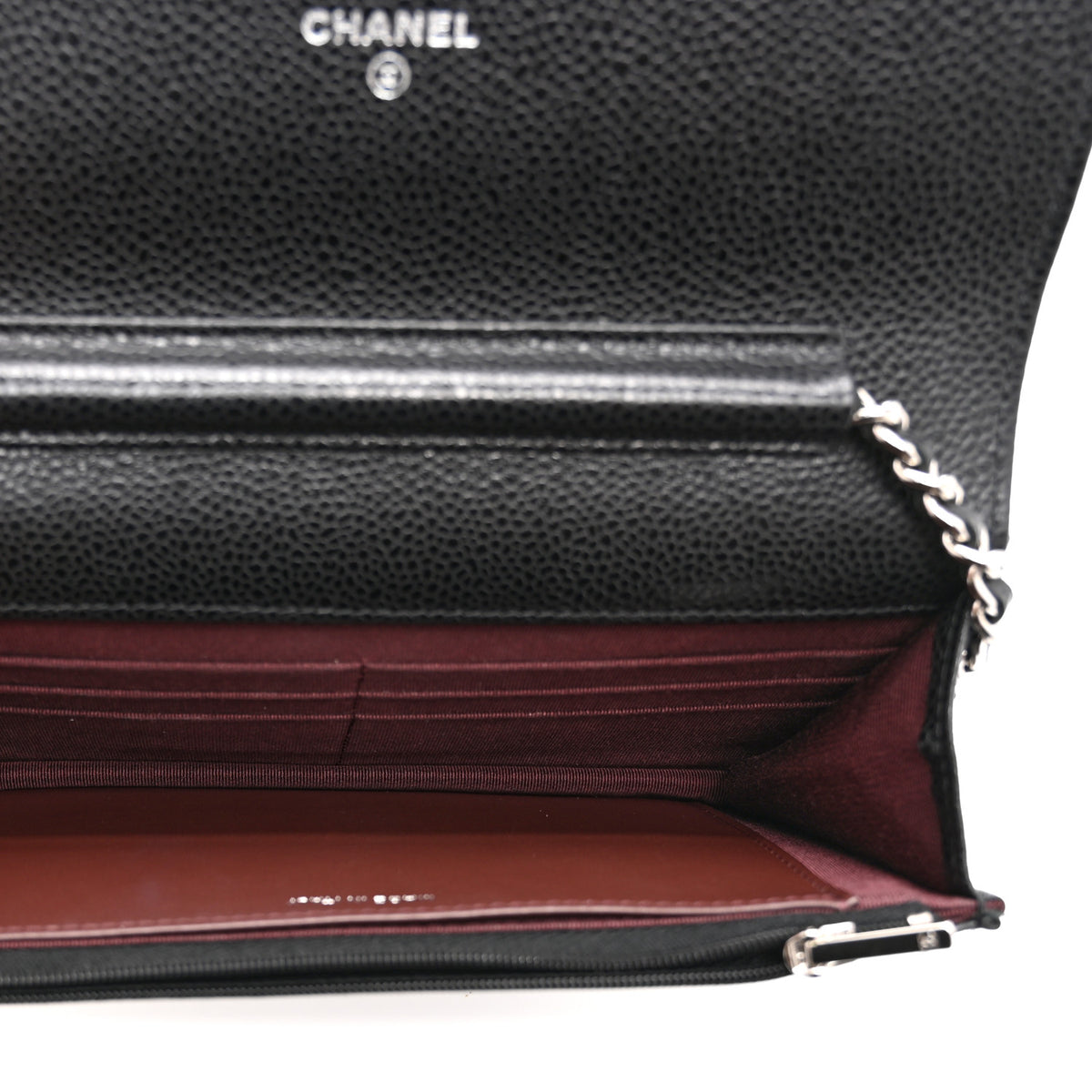Caviar Quilted Wallet on Chain WOC Black