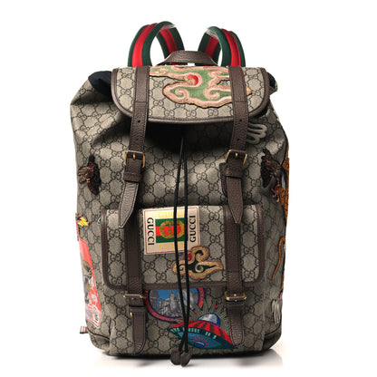 Gucci Soft GG Supreme Monogram Courrier Web Double Buckle Backpack Beige New Acero 1 of 11