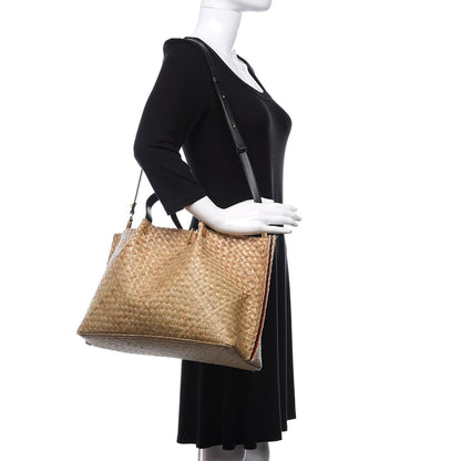 Valentino Garavani Raffia Medium Vlogo Escape Shopper Natural Black Rouge 2 of 11