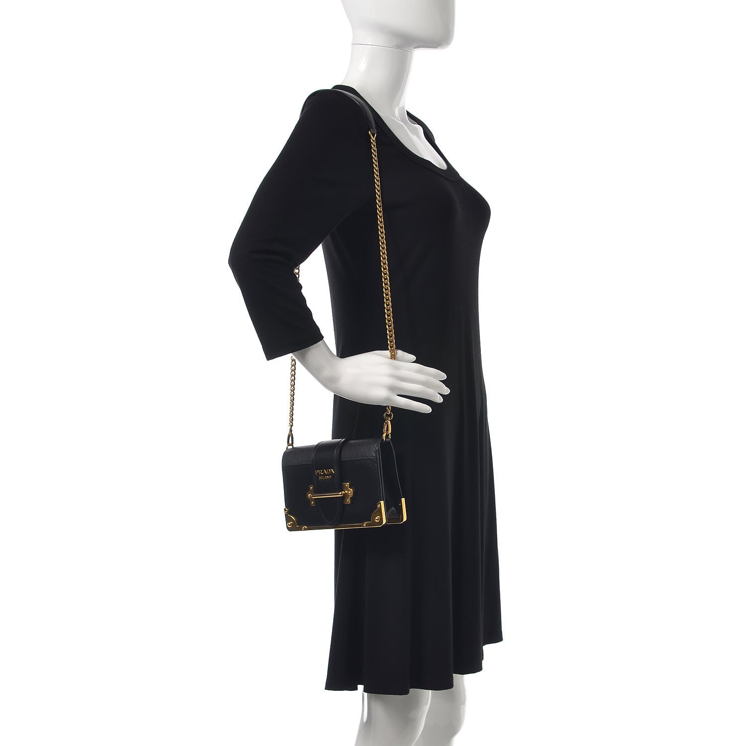 Prada City Calf Saffiano Cahier Bag Black 2 of 8