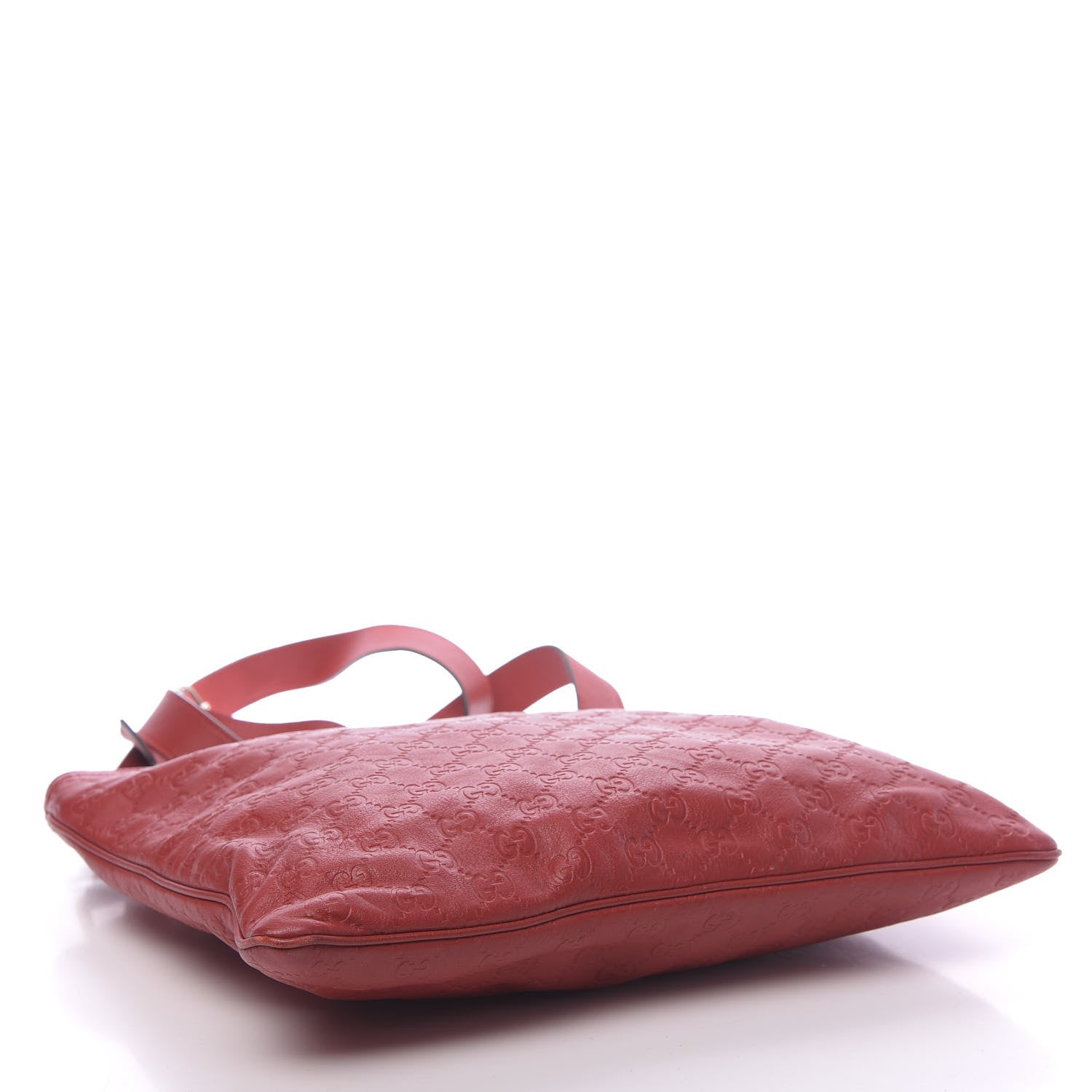 Gucci Guccissima Medium Flat Messenger Bag Red 4 of 14