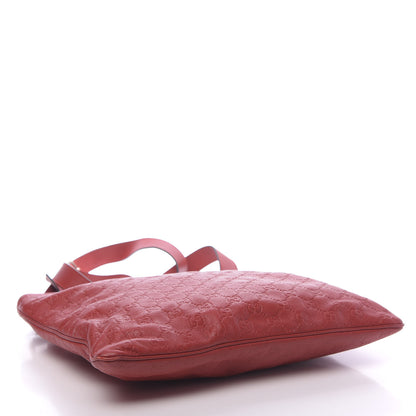 Gucci Guccissima Medium Flat Messenger Bag Red 4 of 14