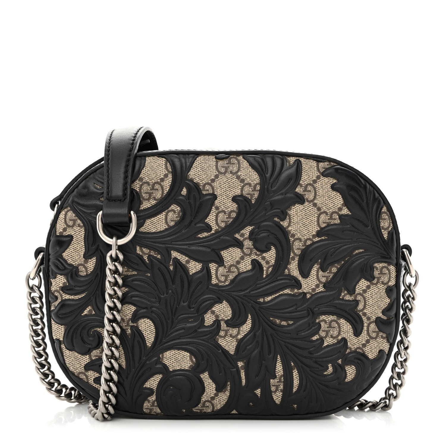 Gucci GG Supreme Monogram Arabesque Mini Chain Shoulder Bag Beige Black 1 of 10