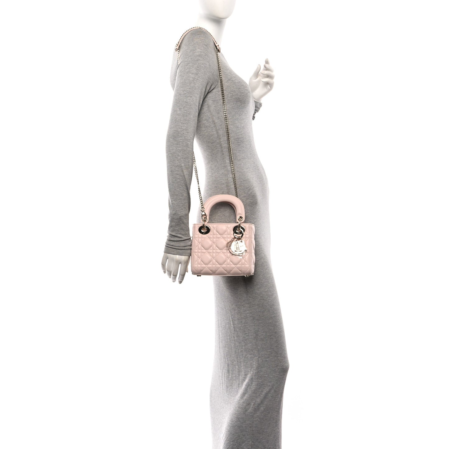 Lambskin Cannage Mini Lady Dior Powder Pink