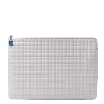Celine Lambskin Quilted Zip Pouch Grey 1 of 7