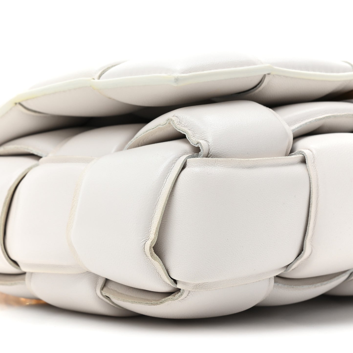 Lambskin Maxi Intreccio Padded Chain Cassette Crossbody Bag White