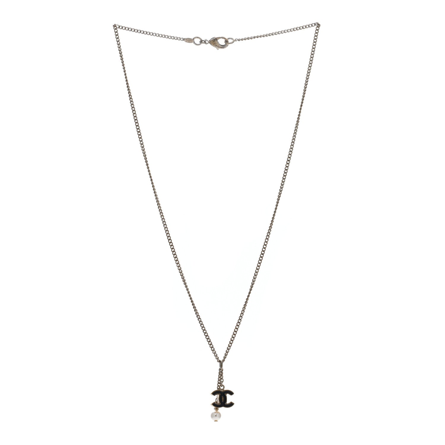 Chanel Enamel Pearl CC Necklace Black Gold 2 of 5
