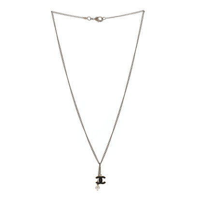 Chanel Enamel Pearl CC Necklace Black Gold 2 of 5