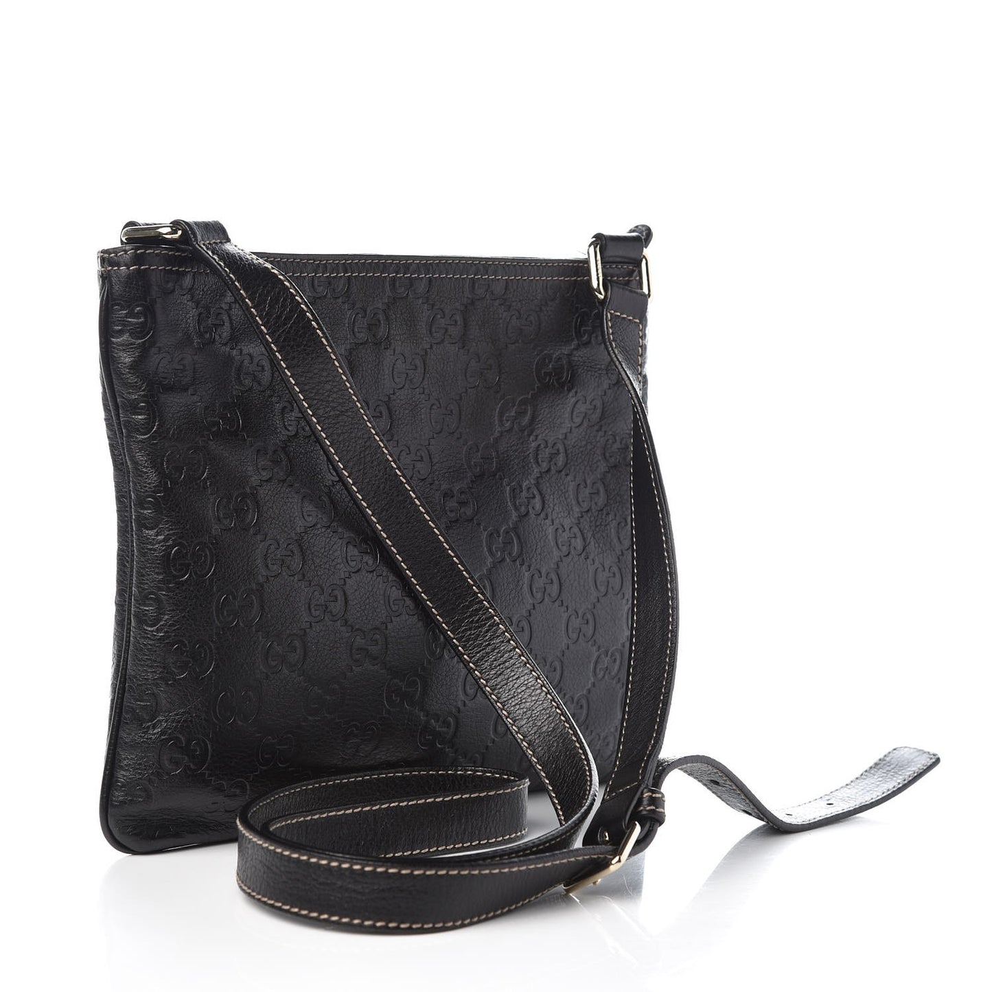 Guccissima Small Flat Messenger Bag Black