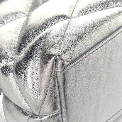 Saint Laurent Metallic Lambskin Quilted Sade Puffer Envelope Clutch Argento 9 of 13