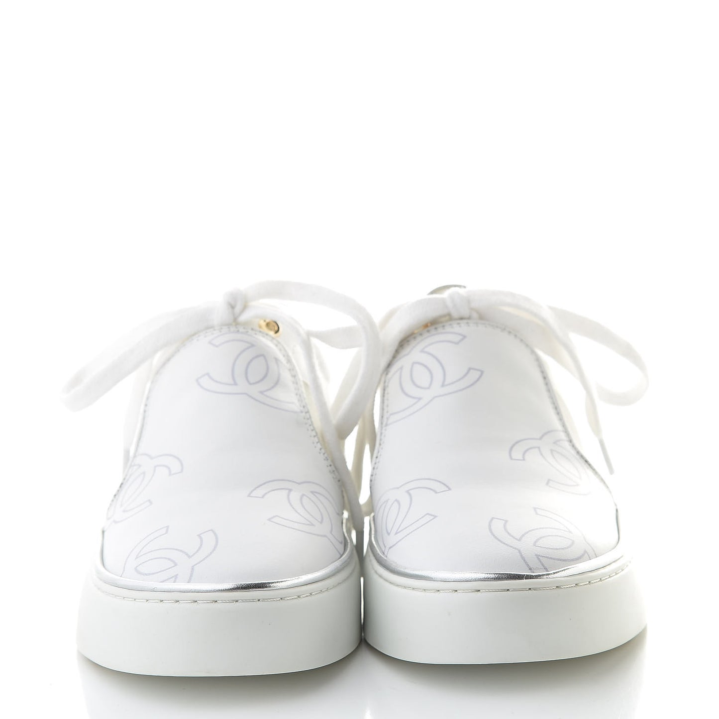 Calfskin Womens CC Sneakers 35 White