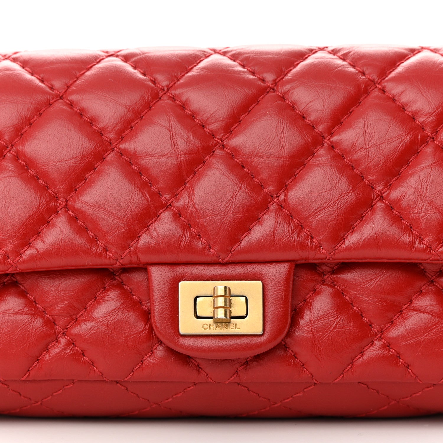 Chanel Aged Calfskin Quilted 2.55 Reissue Flap Belt Bag Red 7 of 11