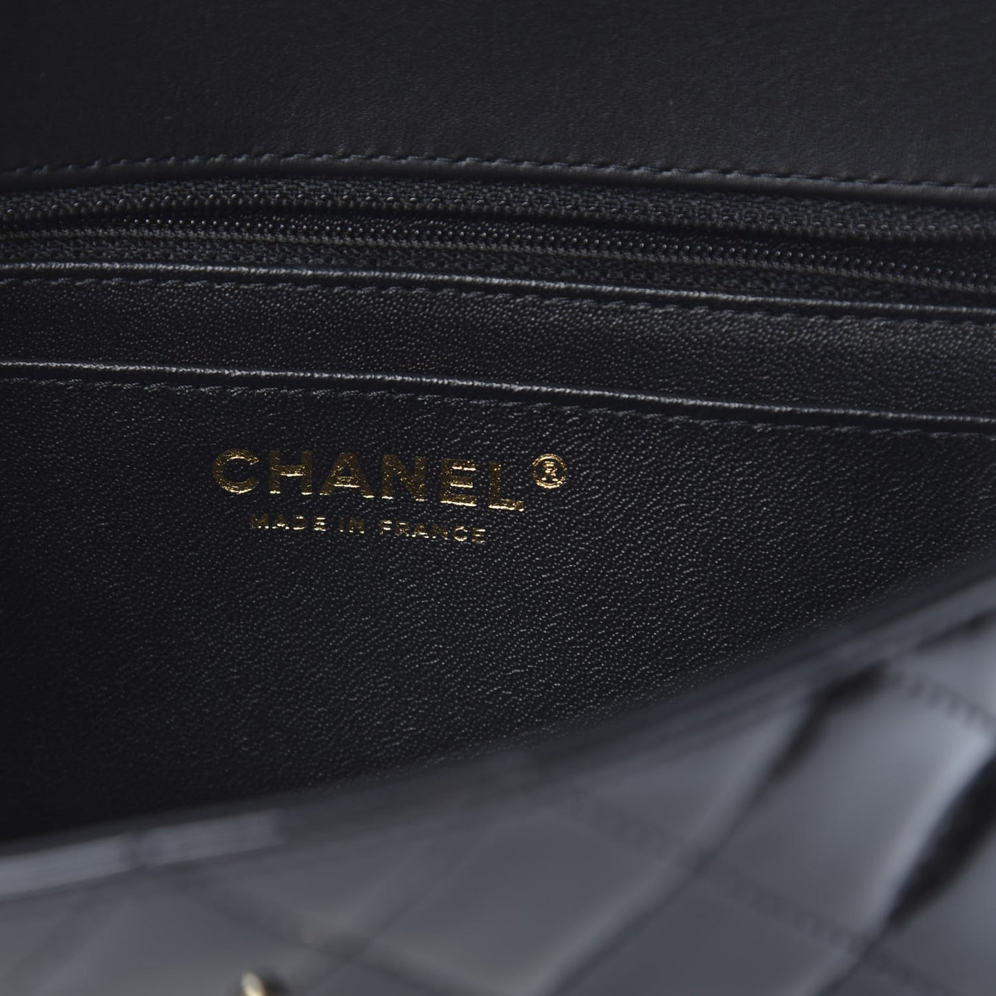 Patent Calfskin Quilted Mini Rectangular Flap Black