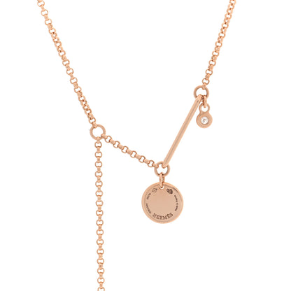 Hermes 18K Rose Gold Diamond PM Ex-Libris Pendant Necklace 4 of 6